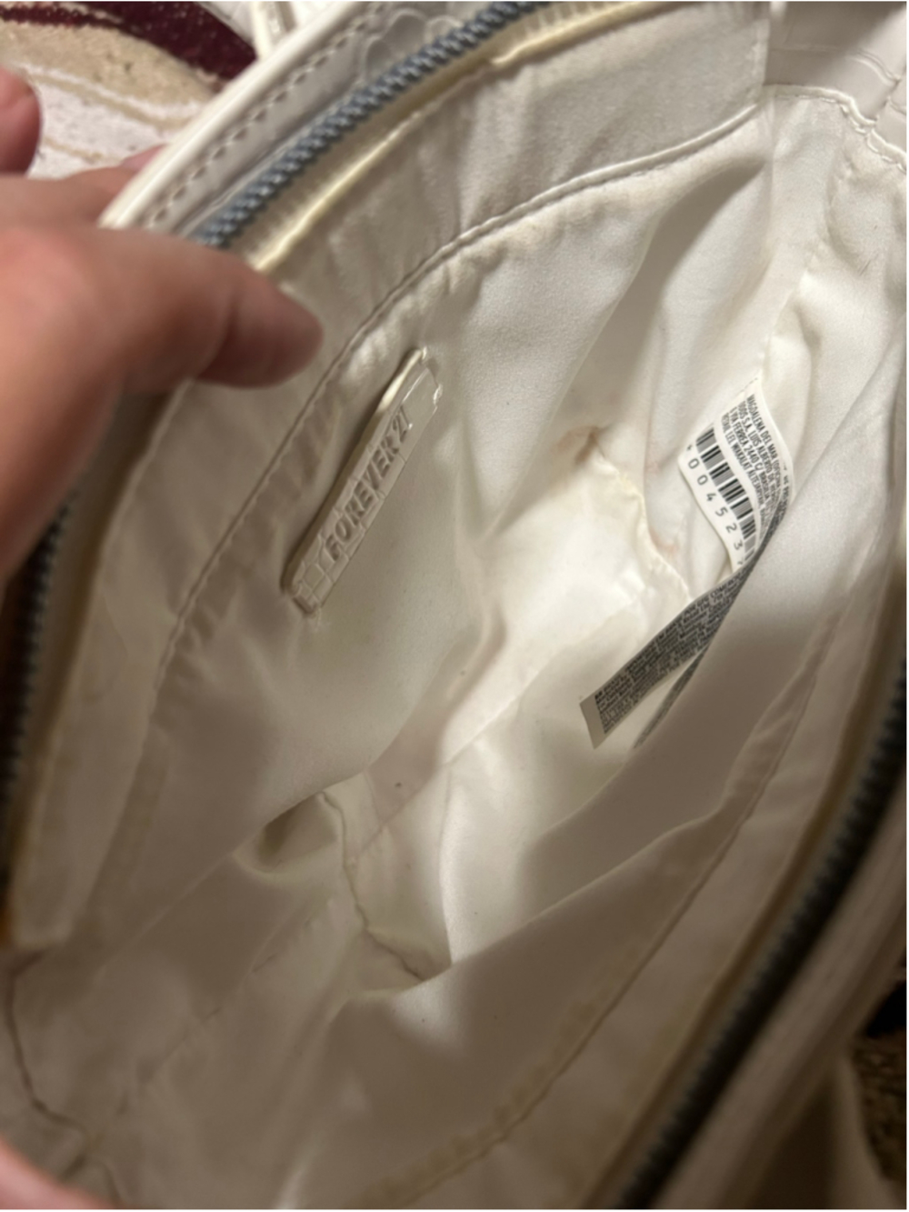 Women's Forever 21 White Croc-Embossed Satchel Bag One Size - Picture 8 of 8